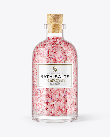 Glass Bath Salts Bottle with Cork Mockup