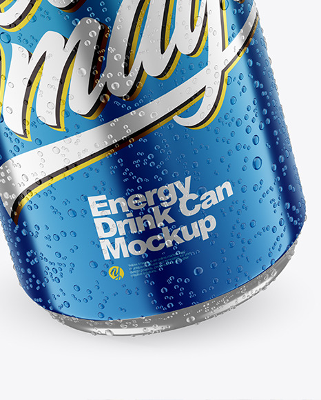 330ml Metallic Drink Can With Condensation Mockup PSD #1