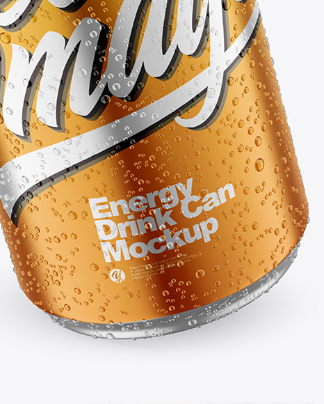 330ml Matte Metallic Drink Can With Condensation Mockup PSD #1