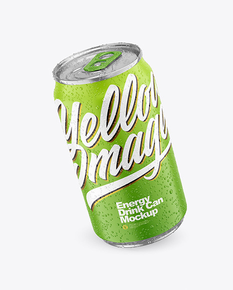 330ml Metallic Drink Can With Matte Finish And Condensation Mockup