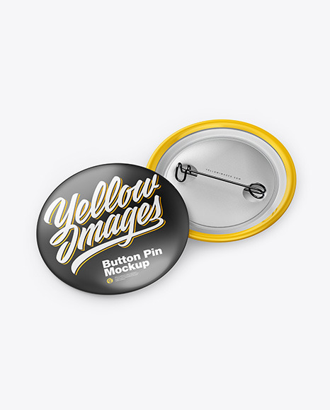Two Glossy Button Pins Mockup PSD #2