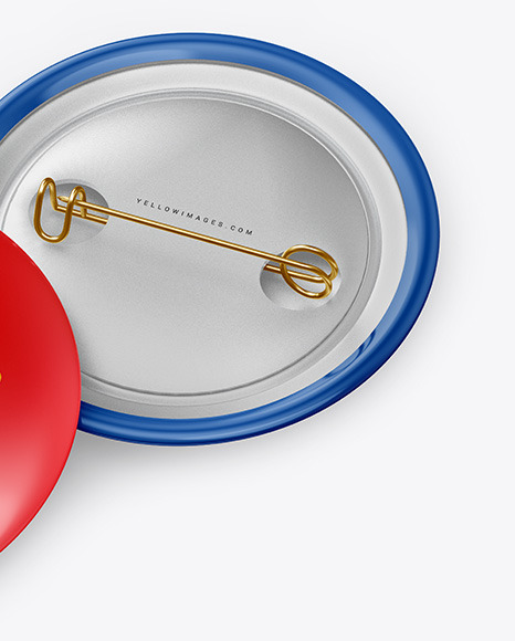 Two Glossy Button Pins Mockup PSD #6