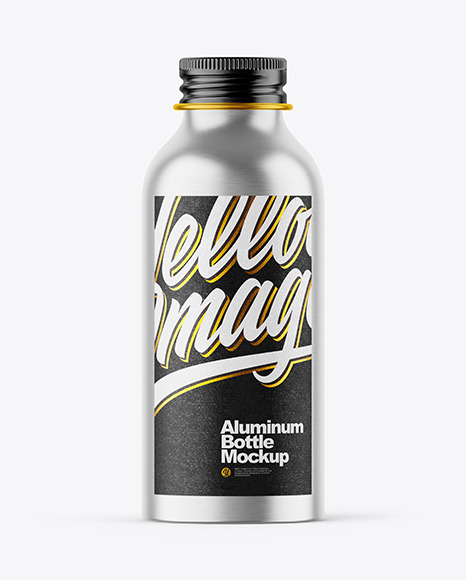 Brushed Metallic 120ml Aluminum Bottle w/ Screw Cap Mockup