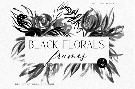 Download Black Roses Clipart Black Floral Frames Clipart For Digital Scrapbooking Cards Feminine Logo In Illustrations On Yellow Images Creative Store