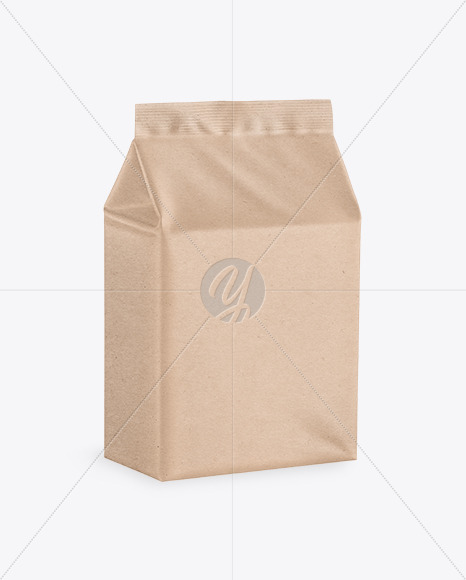 Download Kraft Food Bag Mockup Half Side View In Bag Sack Mockups On Yellow Images Object Mockups