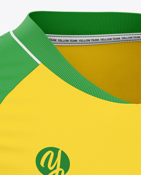 Download Men's Raglan Soccer Jersey Mockup - Front Half-Side View in Apparel Mockups on Yellow Images ...