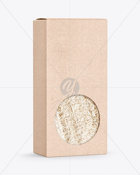 Download Kraft Paper Box With Rice Mockup In Box Mockups On Yellow Images Object Mockups