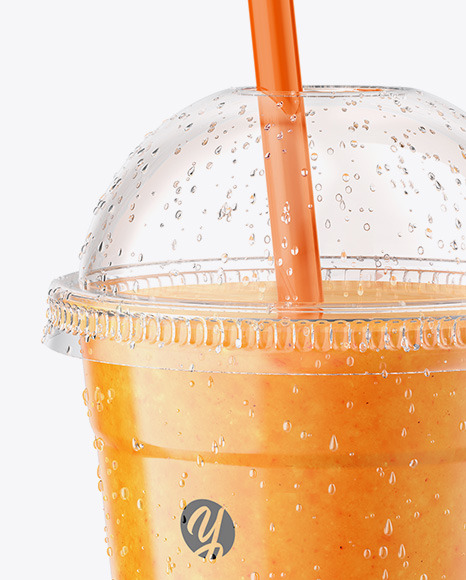 Orange Smoothie Cup with Straw Mockup PSD #4