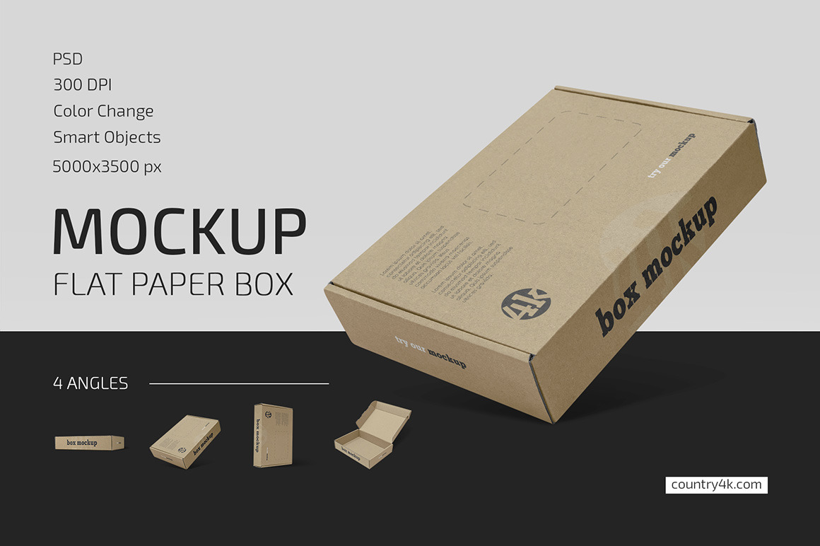 Flat Paper Box Mockup Set In Packaging Mockups On Yellow Images Creative Store