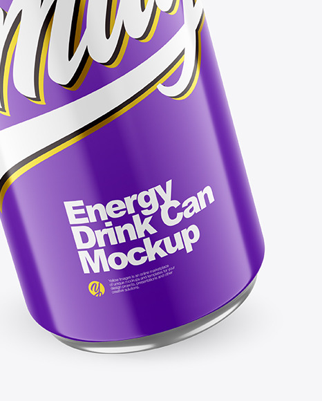 500ml Metallic Can With Glossy Finish Mockup PSD #1