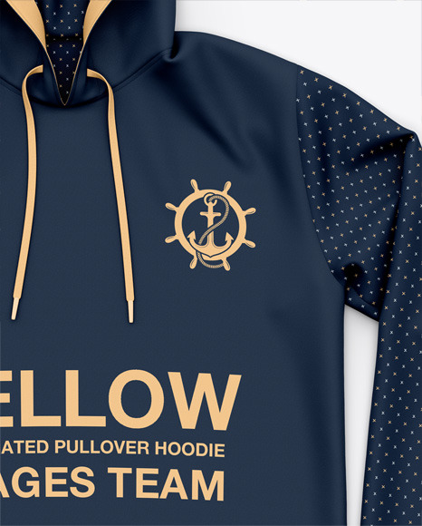 Download Pullover Hoodie Sublimated Hooded Sweatshirt Top View In Apparel Mockups On Yellow Images Object Mockups