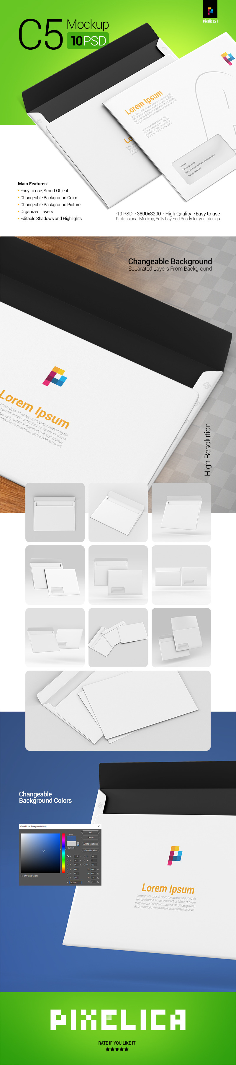 Download Envelope C5 C6 Mockup In Stationery Mockups On Yellow Images Creative Store PSD Mockup Templates