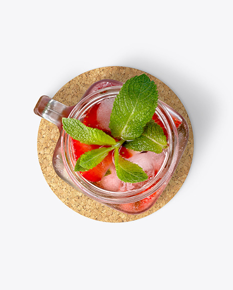 Strawberry Cocktail w Coaster Mockup PSD #6