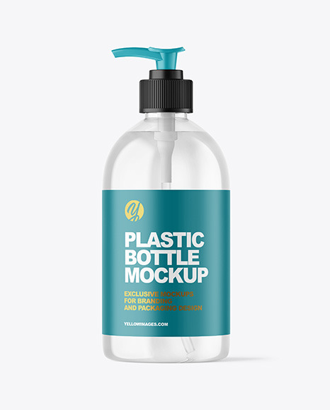 Clear Cosmetic Bottle with Pump Mockup