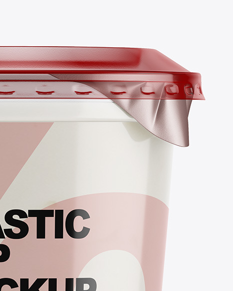 Plastic Cup with Yogurt and Cherries Jam Mockup PSD #1
