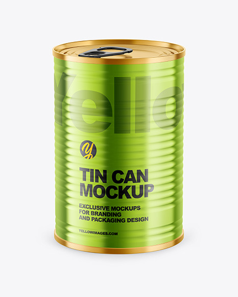 Glossy Metallic Tin Can Mockup PSD #2