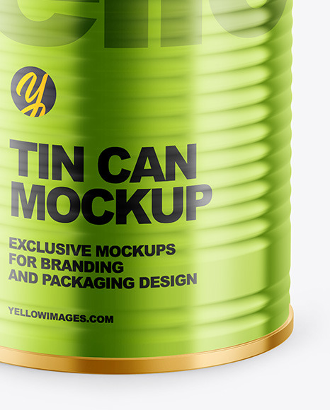 Glossy Metallic Tin Can Mockup PSD #5