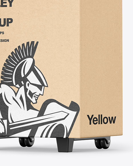 Kraft Paper Trolley Box Mockup PSD #1