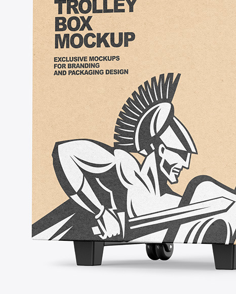 Kraft Paper Trolley Box Mockup PSD #6