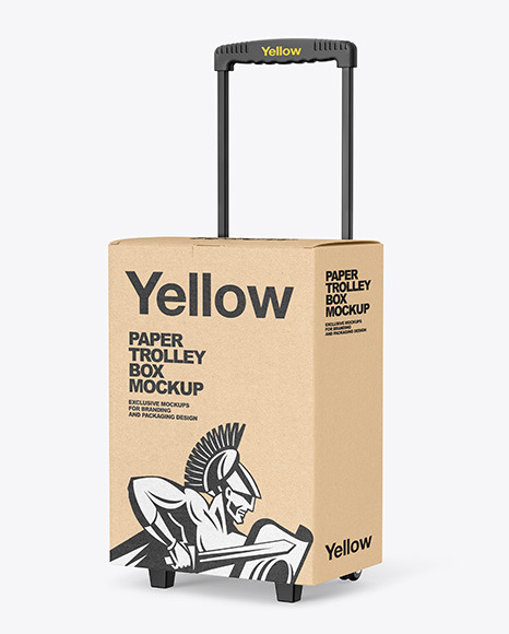 Kraft Paper Trolley Box Mockup In Object Mockups On Yellow Images Object Mockups