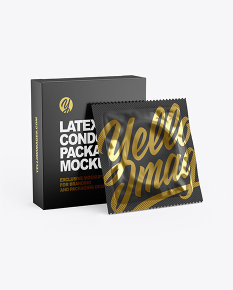 Download Matte Condom Packaging Mockup in Box Mockups on Yellow ...