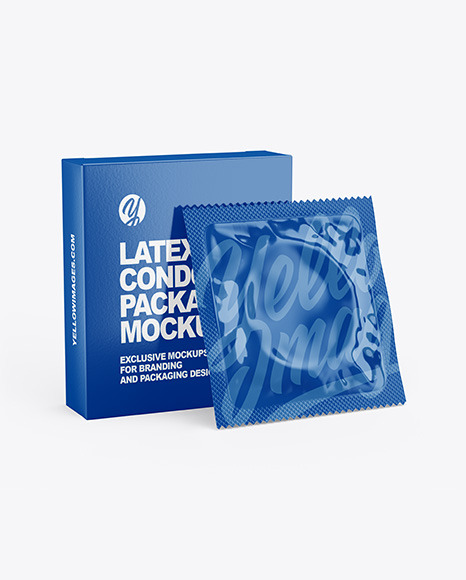 Download Glossy Condom Packaging Mockup In Box Mockups On Yellow Images Object Mockups