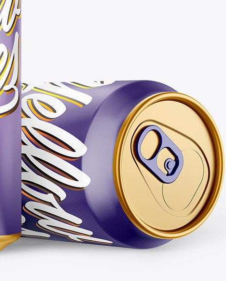 Two Metallic Drink Cans w  Glossy Finish Mockup PSD #7