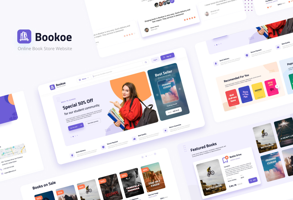 Download Bookoe Book Store Website Ui Design In Ux Ui Kits On Yellow Images Creative Store PSD Mockup Templates