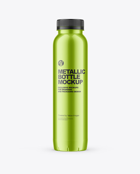 Glossy Metallic Bottle Mockup