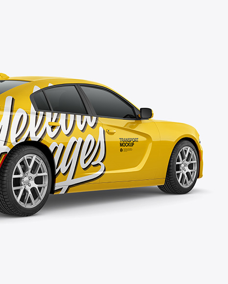 Muscle Car Mockup - Back Half Side View