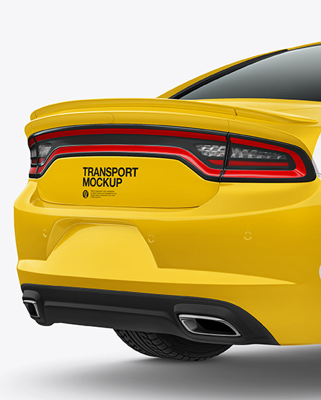 Muscle Car Mockup   Back Half Side View PSD #1