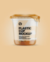 Plastic Cup with Yogurt and Apricot Jam Mockup