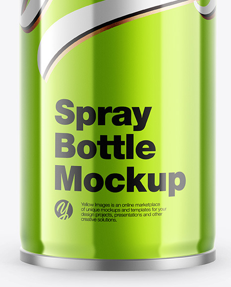 Download Glossy Metallic Spray Bottle Mockup in Bottle Mockups on Yellow Images Object Mockups