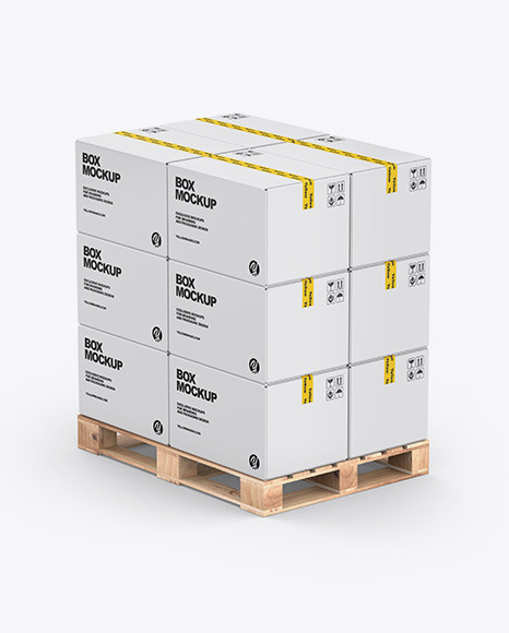 Pallet W  12 Paper Boxes Mockup PSD #2