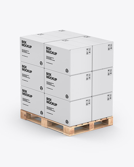 Pallet W  12 Paper Boxes Mockup PSD #1
