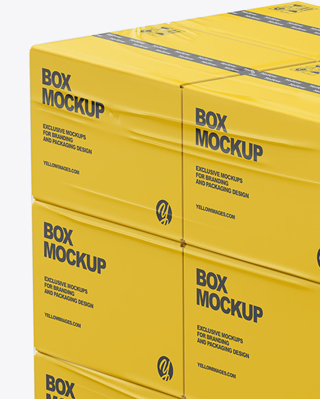 Download Pallet W 12 Paper Boxes Mockup In Box Mockups On Yellow Images Object Mockups