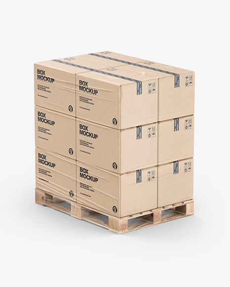 Pallet W  12 Kraft Boxes Mockup PSD #2