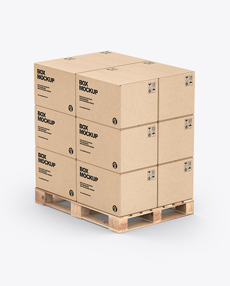 Pallet W  12 Kraft Boxes Mockup PSD #4