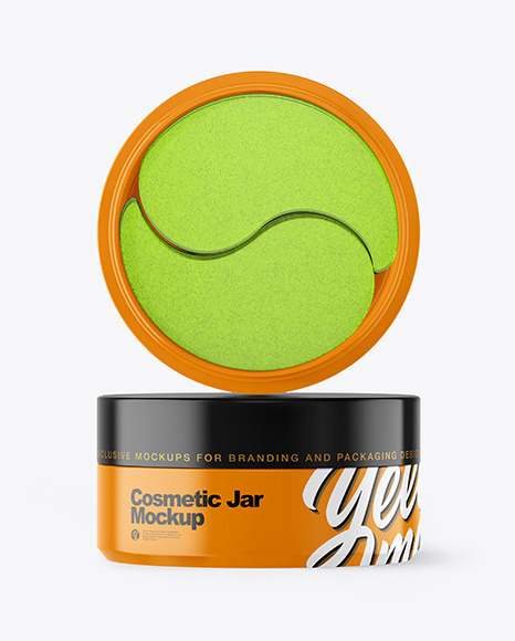 Download Glossy Cosmetic Jar With Patches Mockup In Jar Mockups On Yellow Images Object Mockups