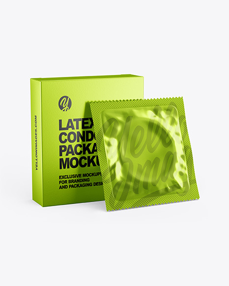 Download Matte Metallic Condom Packaging Mockup In Box Mockups On Yellow Images Object Mockups