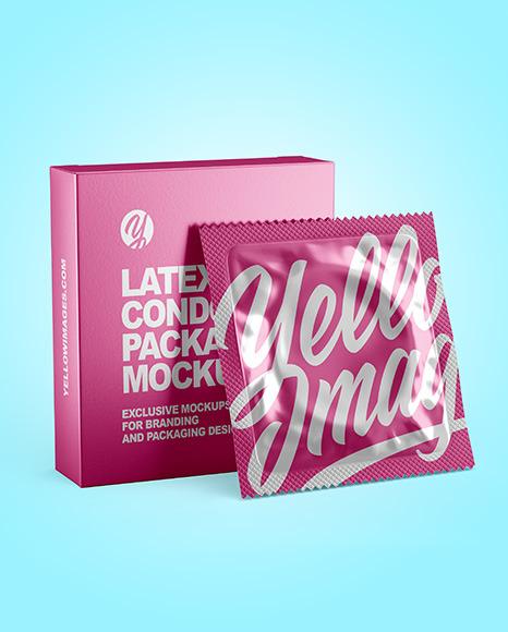 Download Matte Metallic Condom Packaging Mockup in Box Mockups on ...