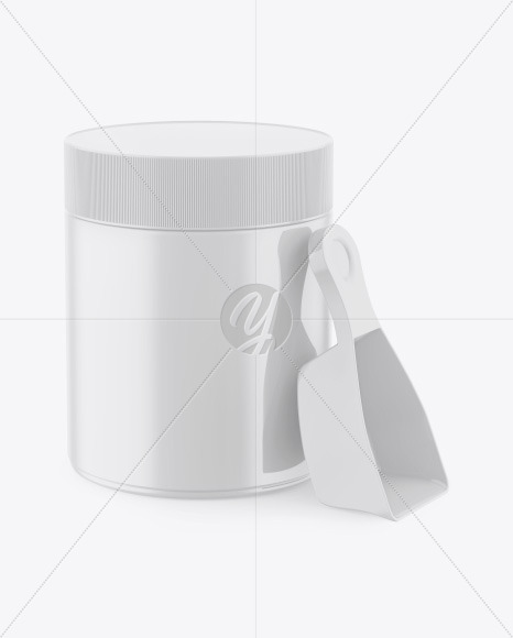 Glossy Plastic Jar w  Spoon Mockup PSD #1