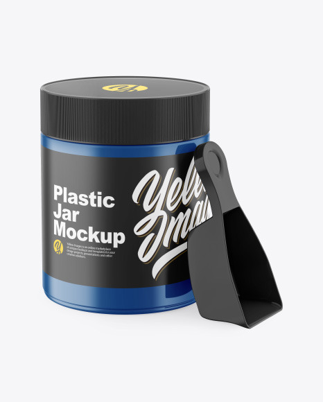 Glossy Plastic Jar w  Spoon Mockup PSD #2