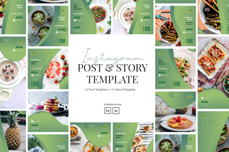 Healthy Food Instagram Post and Story Template
