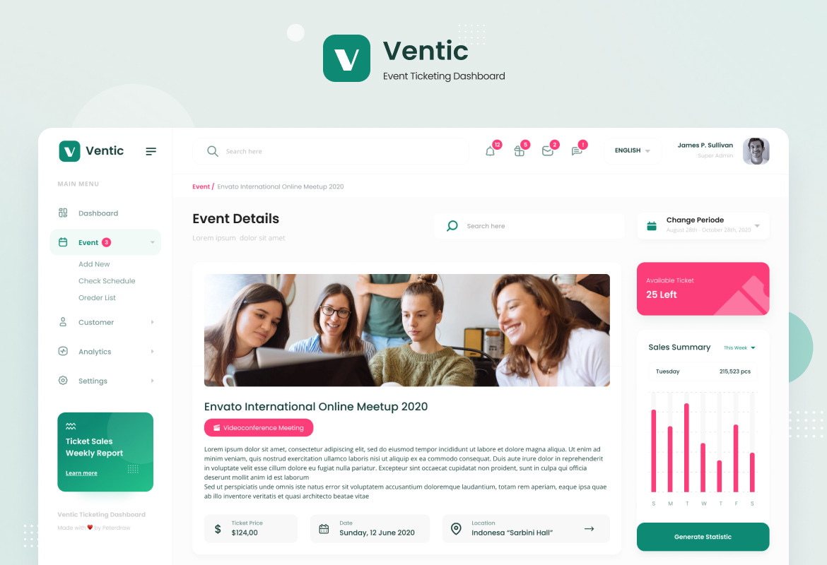 Download Ventic Event Ticketing Admin Dashboard Template In Ux Ui Kits On Yellow Images Creative Store PSD Mockup Templates