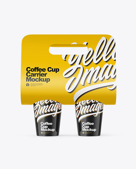 Glossy Coffee Cup Carrier Mockup