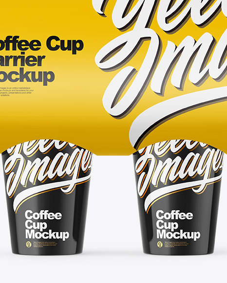 Glossy Coffee Cup Carrier Mockup PSD #6