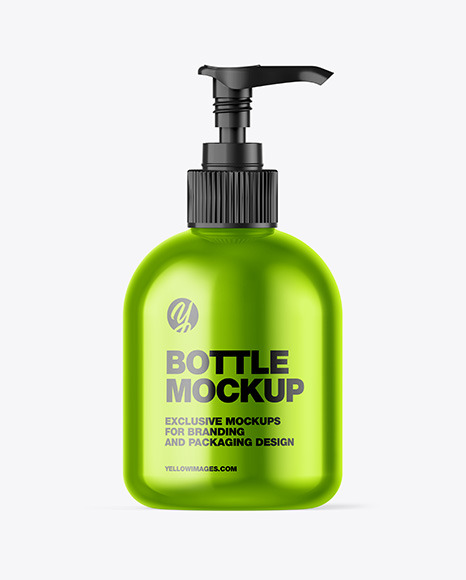 Download Metallic Sanitizer Bottle W Open Pump Mockup In Bottle Mockups On Yellow Images Object Mockups