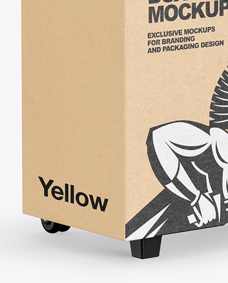 Kraft Paper Trolley Box Mockup PSD #1