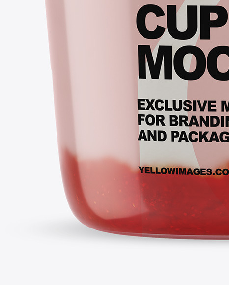 Plastic Cup with Yogurt and Strawberry Jam Mockup PSD #6